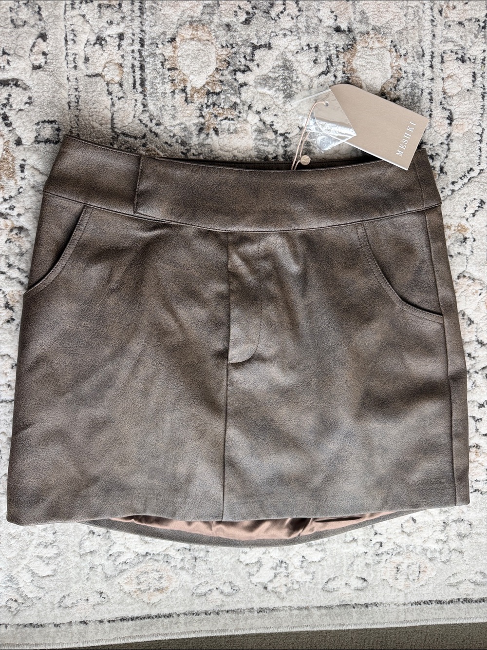 Meshki Leather Mini Skirt